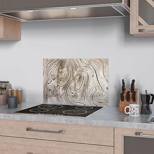 DEQORI Crédence de cuisine en verre - Motif grain de bois détaillé - 125 x 50 cm - Panneau arrière de salle de bain ou de cuisinière - Protection anti-éclaboussures pour cuisine et salle de bain - Nail Gallerys