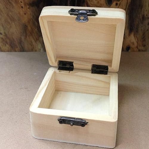Lot De 5 Boîtes De Rangement En Bois Naturel Uni, 8 X 8 X 4,5 Cm Carré Boîte Cadeau Avec Couvercle, Boîte à Bijoux Avec La Serrure - Nail Gallerys