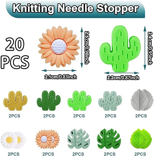 Lot de 20 butoirs de maille pour aiguilles à tricoter - En silicone - Multicolore - Pour jeu d'aiguilles à tricoter - Pour Stitch Stopper Supplies DIY Crafts - Nail Gallerys