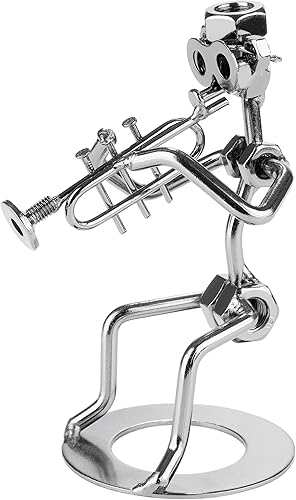 BRUBAKER Figurine en Écrous de Musicien avec Trompette - Artisanale en Métal - Décoration Cadeau pour Trompettiste et Passionnés de Musique à Vent - Nail Gallerys