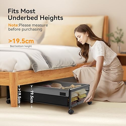 Warmiehomy Lot de 2 boîtes de rangement sous le lit à roulettes avec couvercle et cadre en métal - Sac de rangement visible sous le lit pour vêtements, chaussures, jouets, couvertures - Nail Gallerys