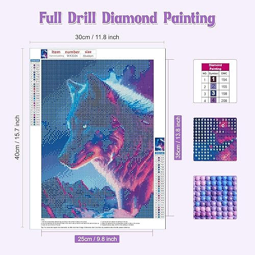 NAIMOER Loup Peinture Diamant Adulte, 5D Diamond Painting Complet Animaux Diamant Kit Enfants, Loup Diamant Painting Strass Point de Croix Cristal Painting pour Murale Décor 30x40cm - Nail Gallerys
