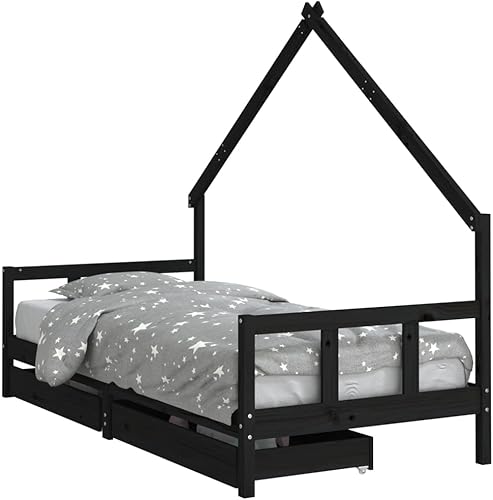 NITCA Lit Cabane Enfant 90x190 avec Tiroir et Rangement - Lit Gigogne Marron - Nail Gallerys