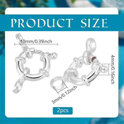 PH PandaHall Fermoirs à Ressort Plaqués Or 18K Fermoirs à Ressort en Argent Sterling 925 2pcs Fermoirs à Anneau Rond Fermé 10mm Connecteurs de Maillons de Bijoux pour Colliers et Bracelets Bijoux - Nail Gallerys