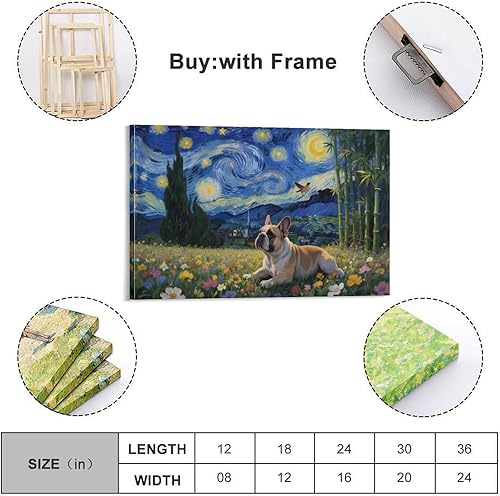 EMYXPAQM French Bouledogue Impression Sur Toile Bouledogue français céleste dans une mer de fleurs Décoration Murale Moderne Maison Salle De Bain 12x18inch(30x45cm) - Nail Gallerys