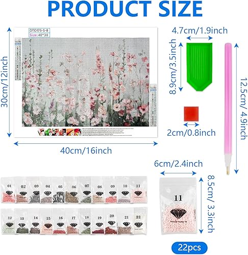 WYTNB 5D Kit de Broderie Diamant Fleur, Kit de Peinture Diamant 5D Complet, Diamant Strass Point de Croix Cristal Painting, Peinture à Strass Ronds avec Diamants, Art Diamant pour Murale Décoration - Nail Gallerys