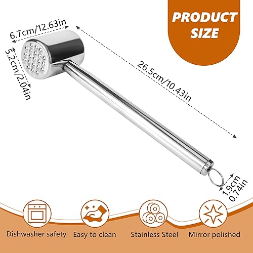 TYSM-CC Batticarne in 304 Acciaio Inossidabile Martello per Carne Doppia Faccia Martello da Affettatrice Batticarne Pesante Martello per bistecche, Pollo, Maiale - Nail Gallerys