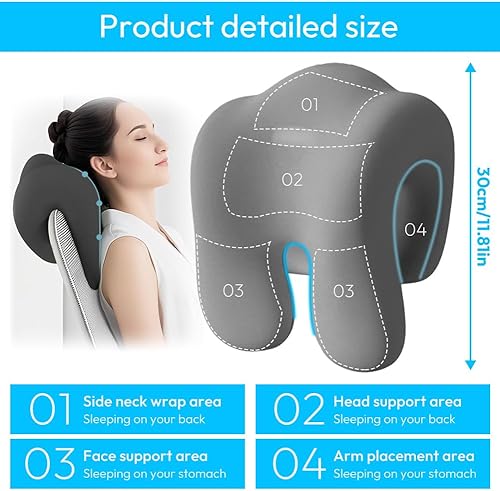 Zinueen Coussin cervical avec effet mémoire de forme pour chaises de bureau, appuie-tête, chaise de bureau, fauteuil pour chaise de bureau, appuie-tête pour bureau et maison, gris - Nail Gallerys