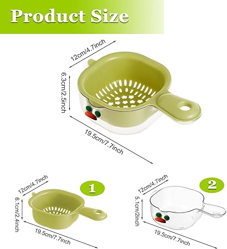 Panier de vidange multifonctionnel, bol de nettoyage de fruits 2 en 1 avec récipient, passoire à fruits, passoire à double couche avec poignée, panier portable pour laver les aliments et les légumes - Nail Gallerys