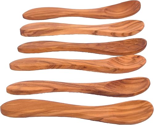 Lot de 6 cuillères à œufs en bois d'olivier de 4,33 pouces - Cuillères à glace en bois pour bébé - Cuillères à glace / Cuillères en bois pour tout-petits - Nail Gallerys