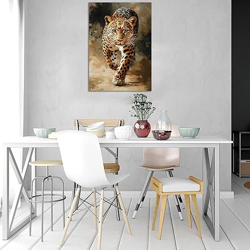 TZKRWRH Moderne Impression Sur Toile Léopard, Léopard marchant Poster Animal Léopards, Affiches d'art Sur Toile Et Images d'art Mural à Imprimer - 70x100cm Sans cadre(Marron) - Nail Gallerys