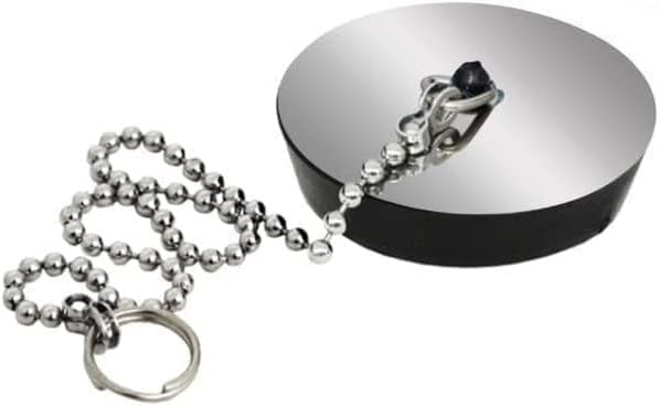topolenashop 10393 Lot de 2 bouchons universels pour évier de cuisine et salle de bain, 4,5 cm, avec chaîne en Métal Gris - Nail Gallerys