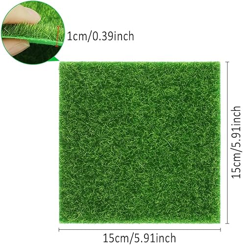 Chudian 8pcs Mini Herbe Artificiel Gazon 15 * 15 cm, Artificiel Synthétique Pelouse Miniature Tapis de Paillasson Faux Herbe pour Micro Paysage Décoration de Maison de Poupée Bouteille - Nail Gallerys