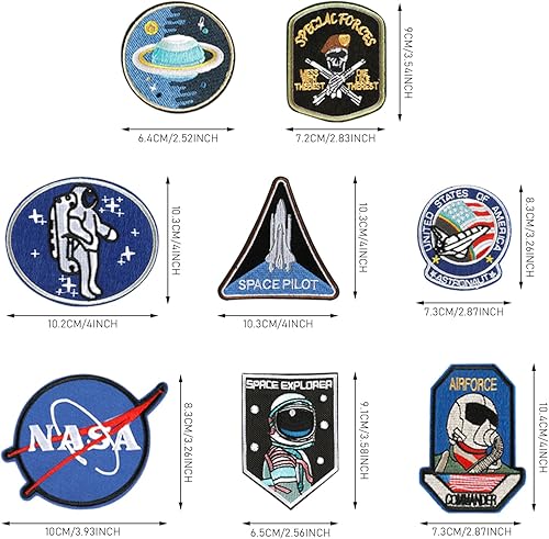 Lot de 8 écussons thermocollants - Motif astronaute - Drapeau brodé - Pour vêtements - À faire soi-même - Nail Gallerys