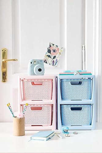 BranQ - Home essential Rattan im Trend Étagère en Plastique PP sans BPA Gris Clair 29,5 x 24 x 80 cm 5 paniers - Nail Gallerys