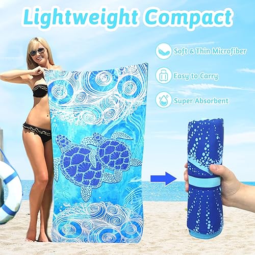 2 Pièces Serviette Plage Microfibre, 90 x 180 cm Serviettes de Plage Léger et séchage Rapide Serviette Piscine Serviette de Bain Grande Taille Convient pour la Plage/Sport/Voyages/Sauna/Piscine (05) - Nail Gallerys