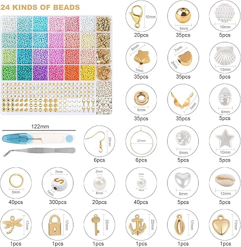 MPXEAVG 3mm Kit Perles pour Bracelet, 7800 Perles et Assortiments, Kit Bracelet Perle, 24 Couleurs de Perles, 25 Accessoires, Faire Boucles D'oreilles, Perles Enfant, DIY Perles pour Bracelet Adulte - Nail Gallerys