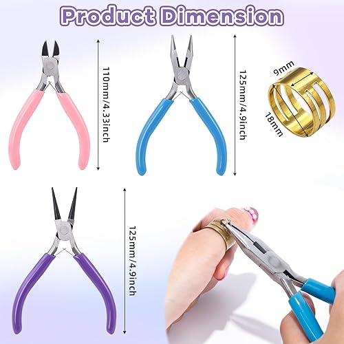 Lot de 4 Pince a Bijoux Creation, Trousse Outils de Fabrication de Bijoux - Pinces à Becs Aiguilles, Pince Ronde, Coupe-Fil et Ouvre-Anneau pour Fabriquer des Bijoux, Faire des Bracelet, Artisanat - Nail Gallerys