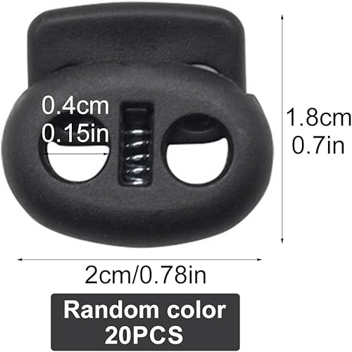Lot de 20 bloqueurs de cordon à 2 trous, multicolores, bloqueurs de cordon en caoutchouc, pour le camping, la randonnée, le sport, les sacs à dos, lacets de rechange - Nail Gallerys