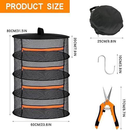 SKIKHN 4 Couches Filet de Sechage, Séchoir à Herbes, Filet De Sechage à Suspendre, Filet Sechage Herbe avec Fermetures à Glissière, Sechoir Plantes pour Sécher Les Plantes, Légumes, Fruits, Viande - Nail Gallerys