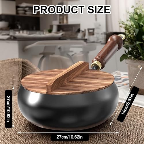 Casserole en fer forgée à la main, avec couvercle, poêle en fer forgé, poêle en fer non revêtu, grande casserole, poêle en fer, casserole forgée à la main avec fonction de conservation de la chaleur - Nail Gallerys