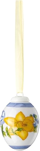Hutschenreuther Mini œuf en Porcelaine à Suspendre, Ø 3,4 cm x H 5 cm, édition de Collection de Pâques, Porcelaine Multicolore, Motif Jonquille, Jaune - Nail Gallerys