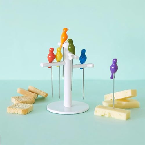 Balvi Pic apéro Birdies avec 6 Pics en métal en Forme d'oiseau Socle pour Les Ranger en Forme d'arbre - Nail Gallerys