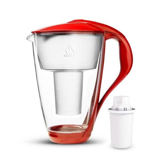 Dafi Crystal LED Carafe avec Filtre à Eau en Verre Classic 2L+ Cartouche Filtrante | Filtre Rouge Jug Inclus 1 Cartouche Filtrante & Capteur LED | Verseuse en Verre pour Réduire le Calcaire, le Chlore - Nail Gallerys