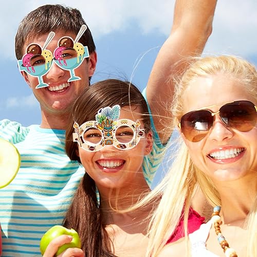 Lunettes tropicales | 6 paires de lunettes tropicales hawaïennes en papier – Accessoires de déguisement, cadeaux amusants pour et adultes, plage, piscine, fête, décorations de photomaton à - Nail Gallerys