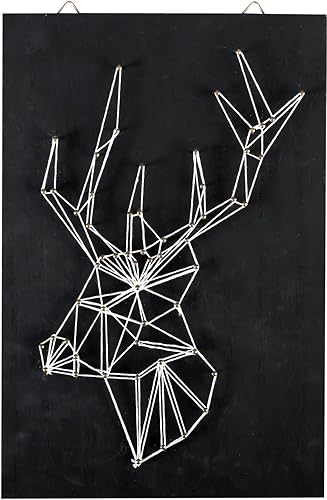 Tableau Cerf String Art en bois noir 20x30cm - Graine créative - Nail Gallerys