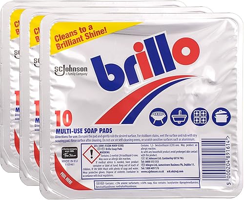 Brillo Lot de 3 x 10 tampons de savon multi-usage avec chiffon de nettoyage en microfibre ultra absorbant - Nail Gallerys