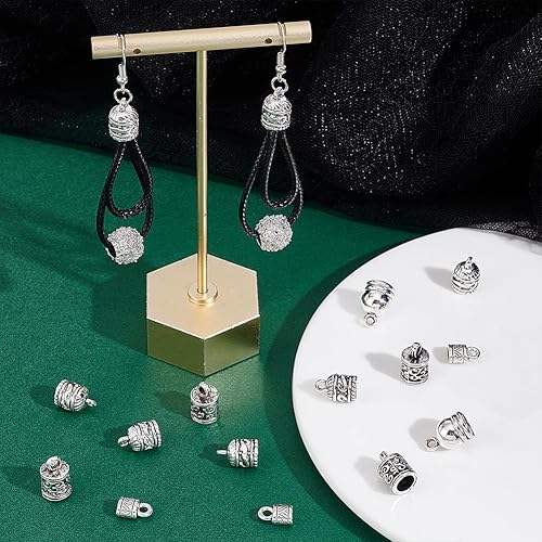 UNICRAFTALE 80Pcs Embout de Cordon en Cuir Tibétain 4 styles Embouts de Cordon en Forme de Tonneau Embouts de Cordon en Cuir Tibétain Embout de Perles Embout de Perles à Sertir pour Bracelet de Bijoux - Nail Gallerys