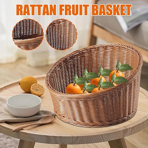 Panier de service tissé en osier pour cuisine, , fruits, aliments, clés, portefeuilles, plateau de rangement polyvalent pour bonbons, biscuits - Nail Gallerys