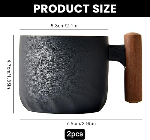 Priotk Lot de 2 tasses à expresso de qualité supérieure en céramique - Noir - 70 ml - Pour café, thé - Nail Gallerys