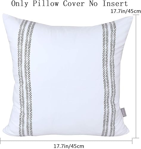 Thmyo Taie d'oreiller en Coton, taie d'oreiller décoratif Confortable, taie d'oreiller carrée (Housse Seulement, sans Insertion) (18x18 Pouces / 45x45cm, Paquet de 6 Rayures géométriques) - Nail Gallerys