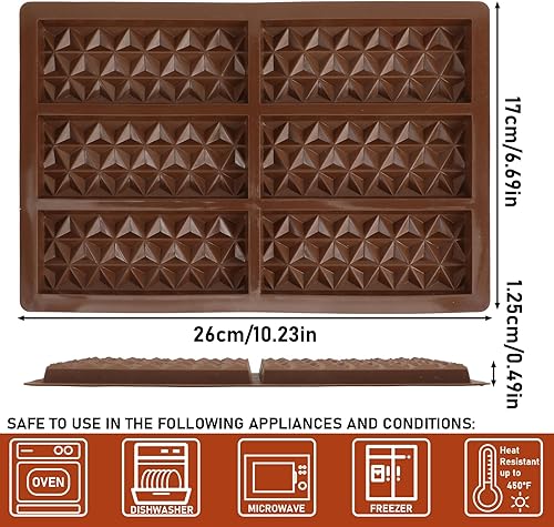 Qianyu Moule en silicone pour chocolat profond - Anti-adhésif - Extra profond - Moule à glaçons rectangulaire - Pour chocolats, bonbons, chocolat - Nail Gallerys