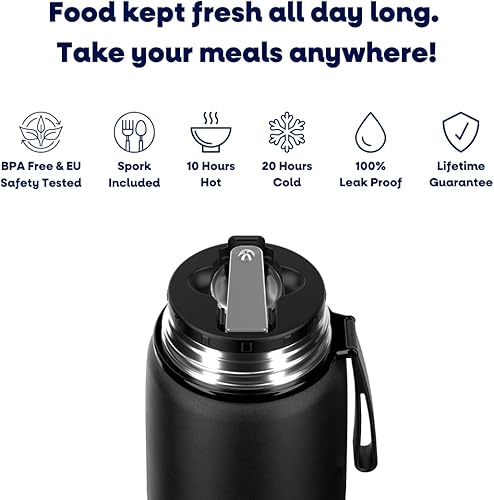 SHO Bouteille alimentaire isotherme à double paroi en acier inoxydable - 10 heures de chaleur et 20 heures de froid - 530 ml, 800 ml, sans BPA (Rainbow Mountain, 530 ml) - Nail Gallerys