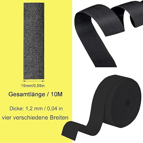 Bandes élastiques, Caoutchouc à Coudre, 15 mm de Large - 10 mètres, Cordon élastique en Caoutchouc pour la Couture, pour élastiques de Pantalons, Tissu pour la Couture, Bricolage, Blanc - Nail Gallerys