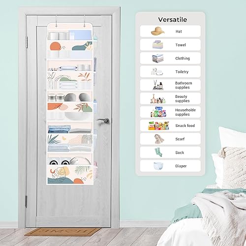 Clastyle Organisateur Suspendu Tissu Bohème Rangement Suspendu Femme Filles pour Jouet Couche Vêtement Étagère Suspendue Porte pour Chambre Salle de Bain Pantry, Beige, 5 Compartiments - Nail Gallerys