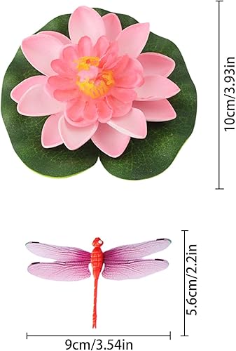 GWAWG Lot de 8 Fleurs flottantes, Fleurs de Lotus flottantes, Nenuphar pour Bassin, Lotus Artificiel avec Libellule pour décoration de Pond - Nail Gallerys
