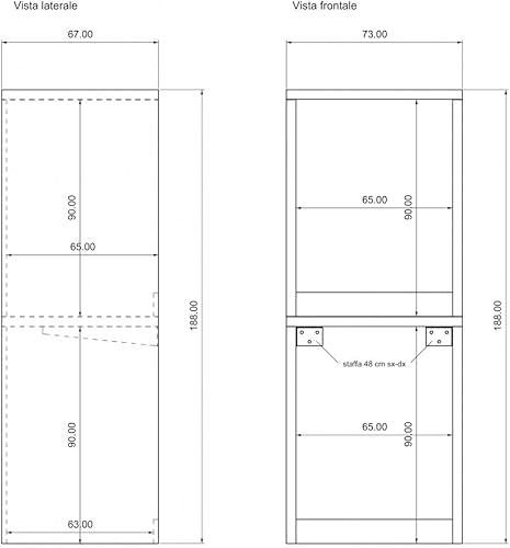 VE.CA Meuble lave-linge et sèche-linge, meuble avec portes en bois, meuble de protection pour lave-linge, couleur chêne Sherwood, colonne lave-linge, support sèche-linge, fabriqué en Italie - Nail Gallerys