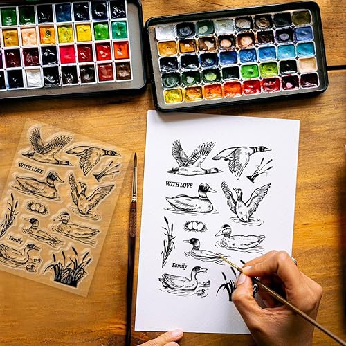 GLOBLELAND Tampons Transparents en Forme de Branche D'Hirondelle et de Fleur Hirondelle de Printemps Tampons Transparents en Silicone pour Bricolage Scrapbooking Cartes Album Photo 6.3x4.33 Pouce - Nail Gallerys