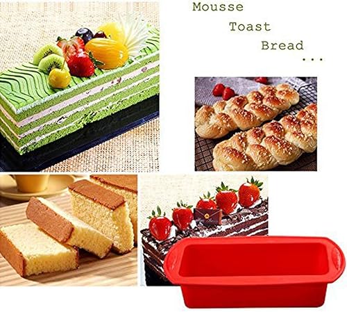 Moules à pain Moules en silicone Fondants à pain Plateau antiadhésif pour gâteaux Rectangle à gâteaux Ensemble de batterie de cuisine Moules à pâtisserie Boîtes 25x12x7.5cm (Couleur aléatoire) - Nail Gallerys