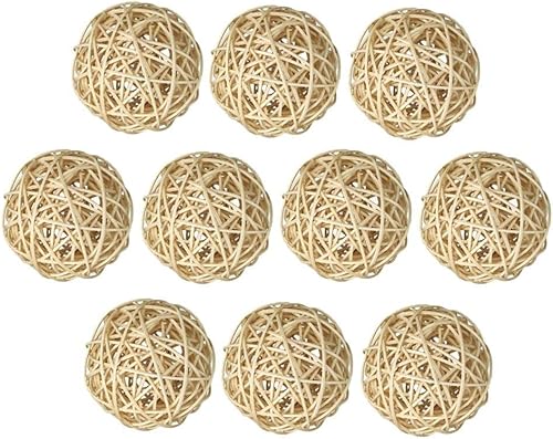 Leisurealeaneag Lot de 2 boules en rotin de 10 pièces pour décoration de mariage ou de maison - Naturel - Nail Gallerys