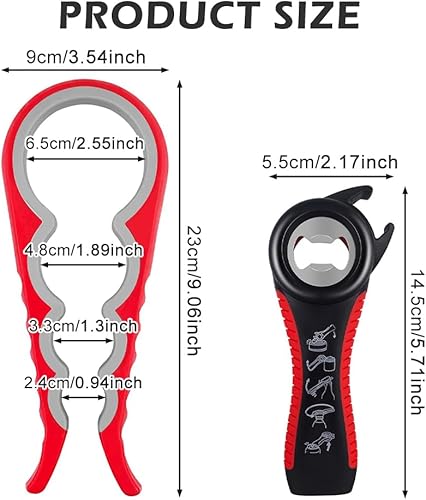Lot de 2 ouvre-boîtes 5 en 1 avec bouchon, ouvre-bocal à visser et ouvre-bocal 4 en 1, idéal pour les enfants, les personnes âgées, les mains arthritiques - Nail Gallerys
