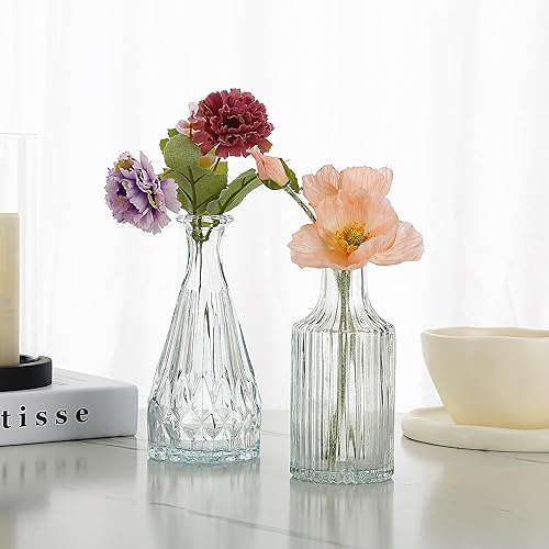 Lot de 5 mini vases à bourgeons en verre transparent pour centres de table en vrac, petits vases à fleurs vintage pour mariages, fêtes, décoration de table - Nail Gallerys