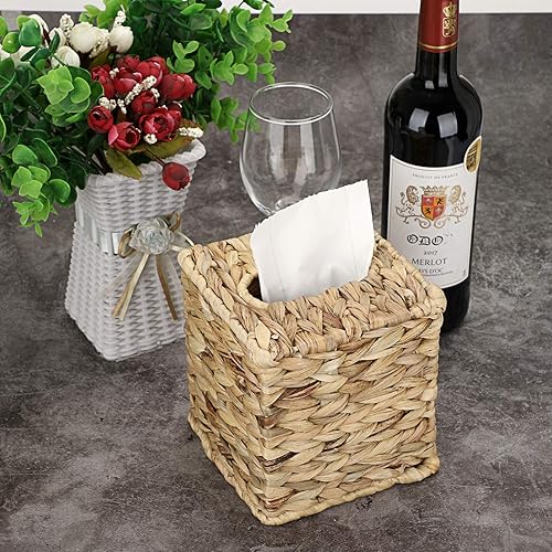 SUMNACON Boîte à mouchoirs en papier en rotin tissé à la main - Pour salon, salle à manger, bureau, hôtel, restaurant (carré grand) - Nail Gallerys