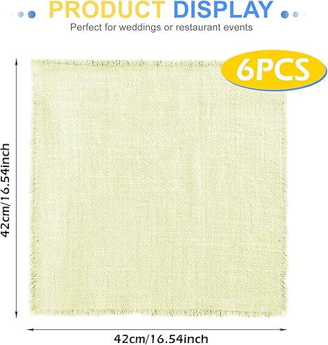 LEKEFETO Élégantes Serviettes en Tissu: 6 Pièces Coton Pur, Serviettes de Dîner, Pliables, Réutilisables, pour Mariages, Repas Familiaux, Décoration de Table (42X42cm, Jaune Pâle) - Nail Gallerys