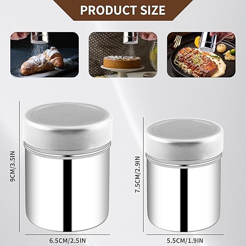 Zosenyer Saupoudreuse à Sucre Glace, 2 Pièces Saupoudreuses en Acier Inoxydable pour Sucre en Poudre, 16 Pochoirs à Café, Adaptés à la Poudre de Matcha, Saupoudreuse Cacao, Cappuccino Sucre - Nail Gallerys