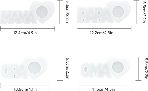 LUMOOM Lot de 4 moules en silicone pour mama/papa, pour la fête des mères, l'artisanat, la fête des mères, la fête des pères, la décoration de la maison - Nail Gallerys